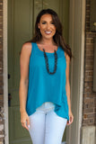 Jade sleeveless top high low hem relaxed fit