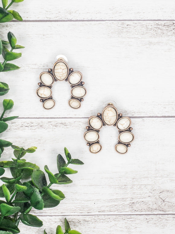 You ain't My Brand of Cattle Cream Squash Blossom Stud Earrings