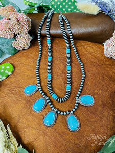 Charming Turquoise Silver Turquoise Stone Necklace