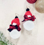 It's a Chilly Day White Pom Pom Snowman Earrings