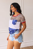 Party Like Its 1776 Pocket Tee, Vintage Leopard and Stars