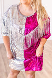 Putting On A Show Sequin Dress With Fringe