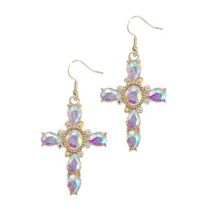 AB Crystal Cross Earrings