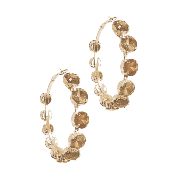 Gemstone Embrace Gold Crystal Hoop Earring