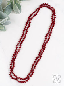 The Essential 60" Double Wrap Beaded Necklace, Crimson 8mm