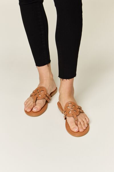 Forever Link Cutout PU Leather Open Toe Sandals