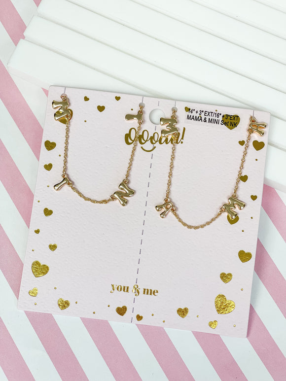 Gold Mama & Mini Station Necklace Sets
