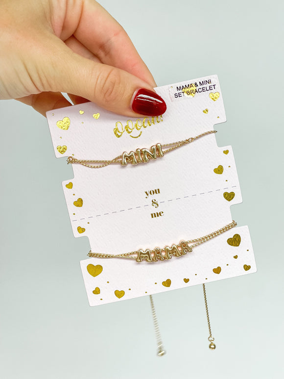 Gold Mama & Mini Metal Bracelet Sets